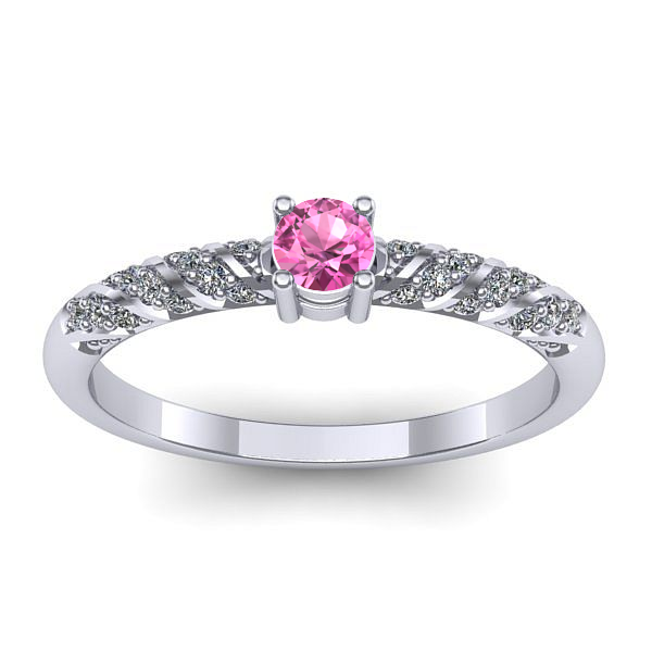 Inel cu safir roz rotund