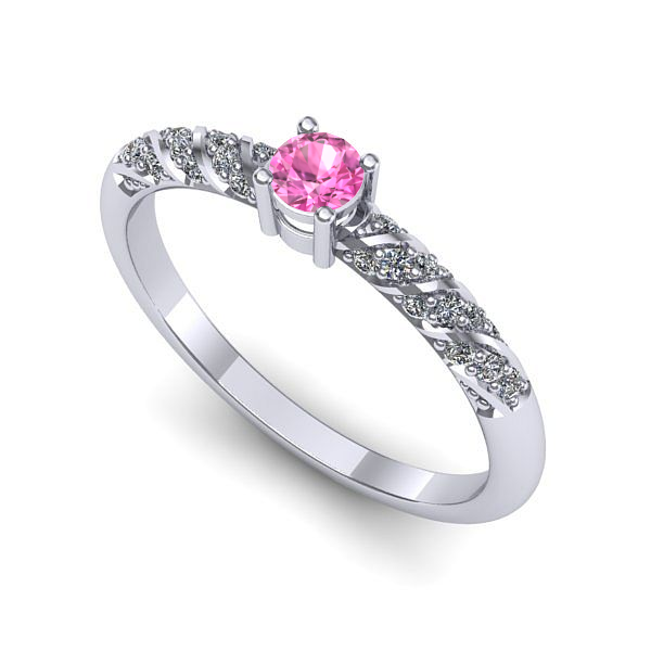 Inel de logodna din aur alb cu safir roz