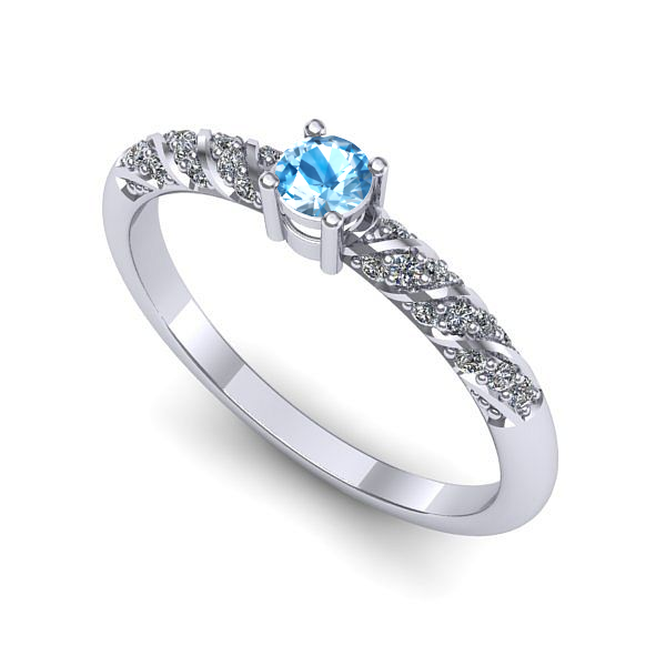 Inel logodna din aur alb cu topaz blue