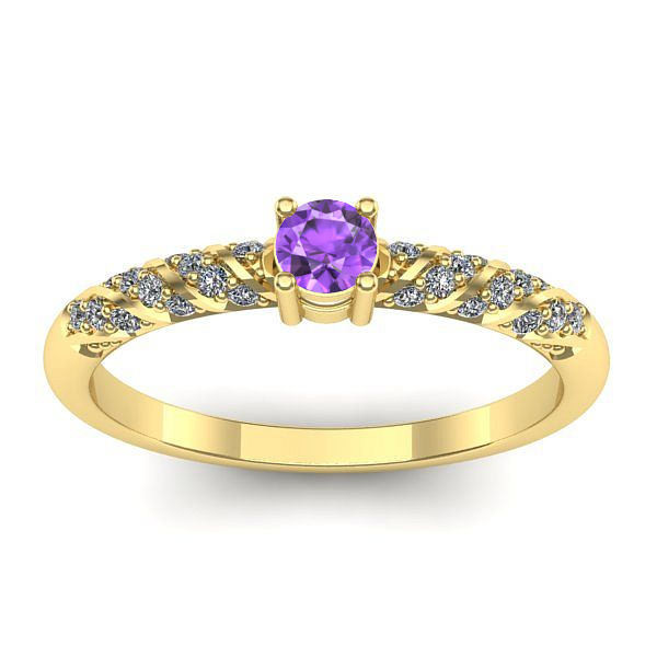 Inel de logodna cu ametist rotund