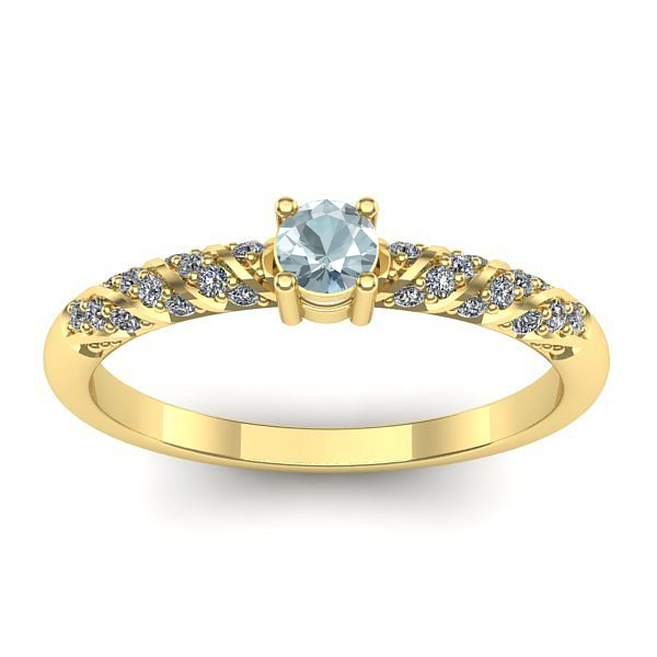 Inel logodna cu aquamarin rotund