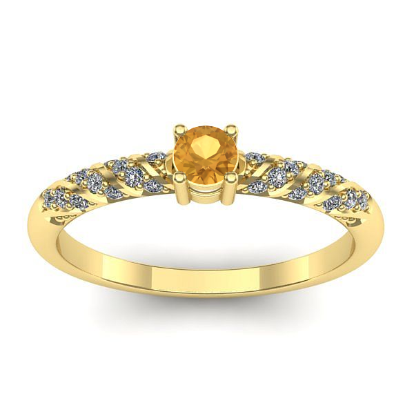 Inel logodna cu citrin rotund