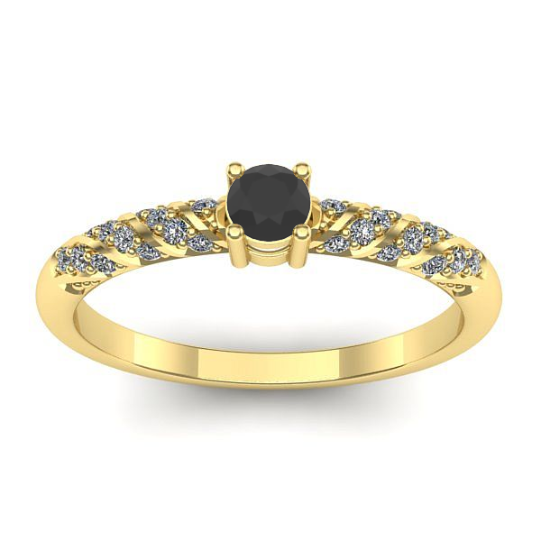 Inel logodna cu diamant negru rotund