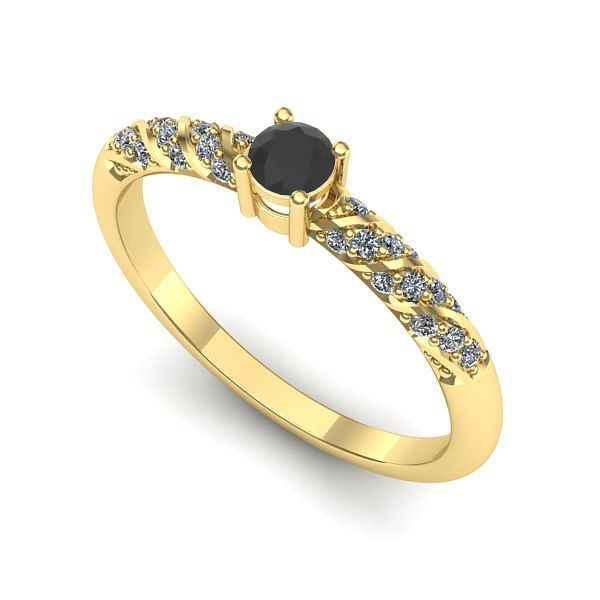 Inel de logodna din aur galben cu diamant negru