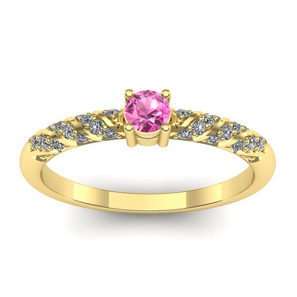 Inel logodna cu safir roz rotund