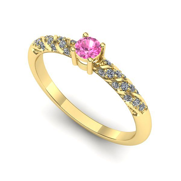 Inel din aur galben cu safir roz