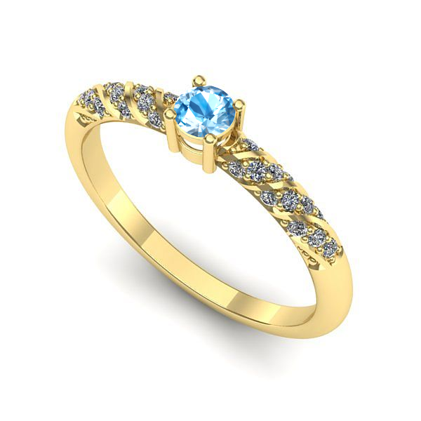 Inel de logodna din aur galben cu topaz blue