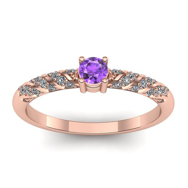 Inel de logodna cu ametist rotund