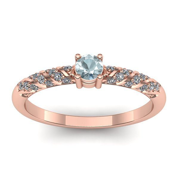 Inel logodna cu aquamarin rotund