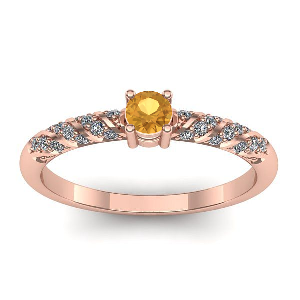 Inel cu citrin rotund