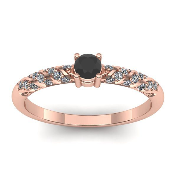 Inel cu diamant negru rotund