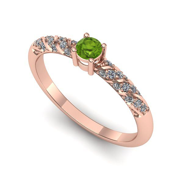 Inel de logodna din aur roz cu peridot