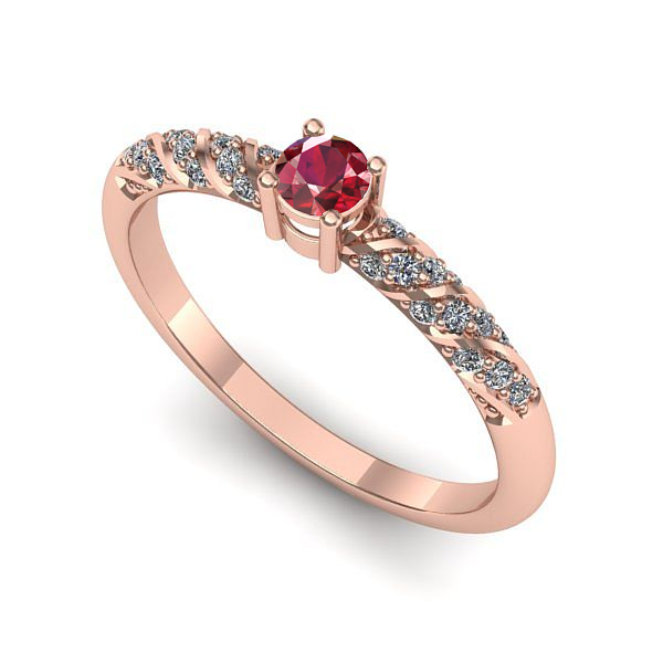 Inel de logodna din aur roz cu rubin