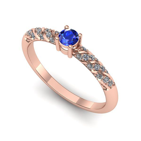 Inel de logodna din aur roz cu safir