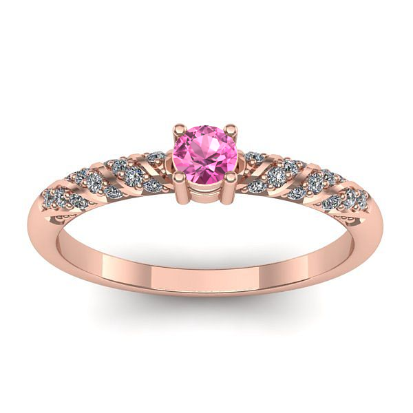 Inel logodna cu safir roz rotund