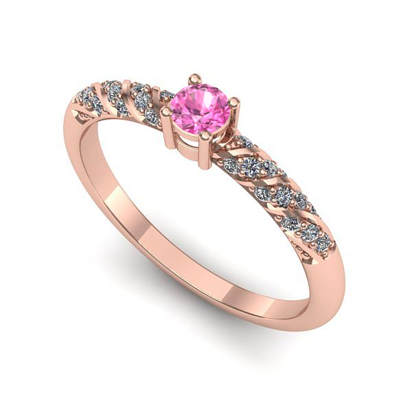 Inel din aur roz cu safir roz