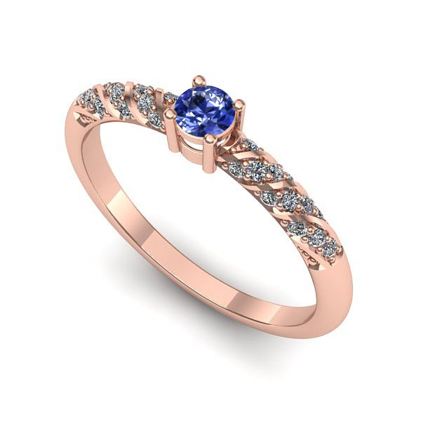 Inel logodna din aur roz cu tanzanit