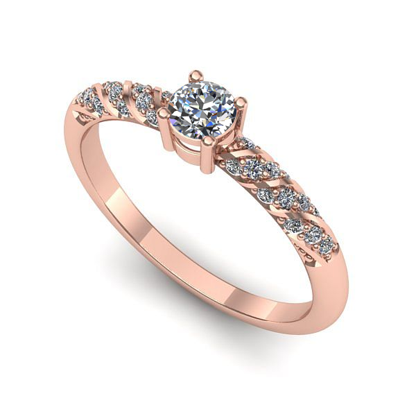 Inel de logodna din aur roz cu diamant