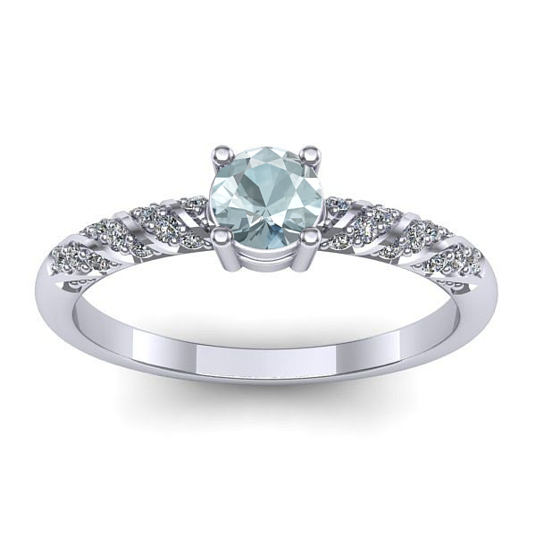Inel logodna cu aquamarin rotund