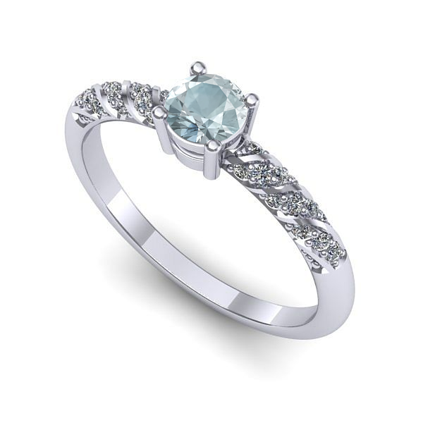 Inel logodna din aur alb cu aquamarin
