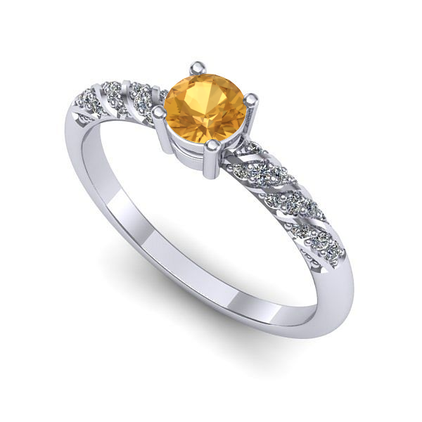 Inel de logodna din aur alb cu citrin