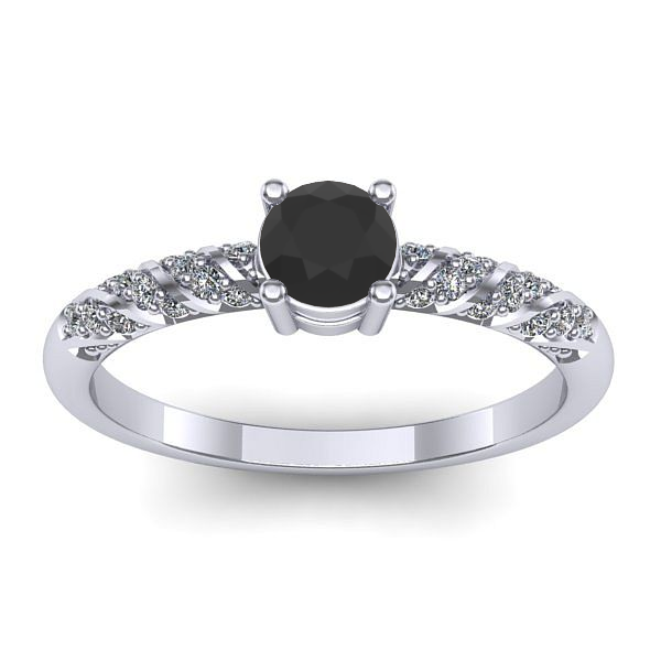 Inel logodna cu diamant negru rotund