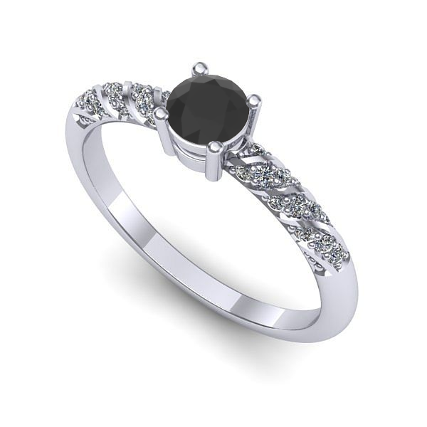 Inel logodna din aur alb cu diamant negru