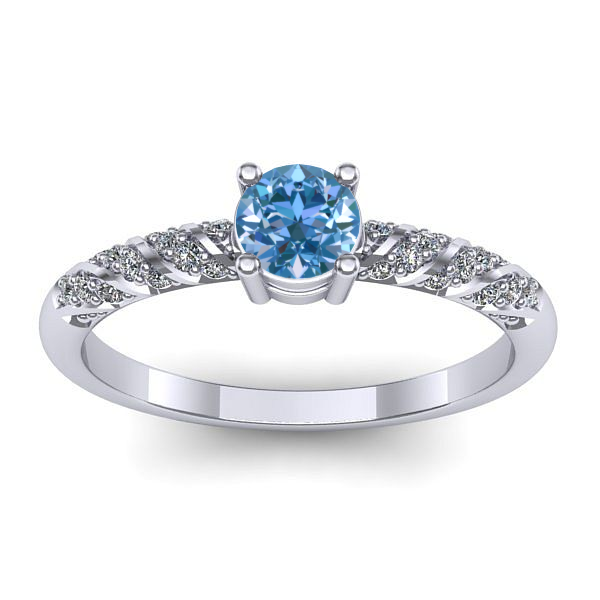 Inel cu diamant de laborator albastru rotund