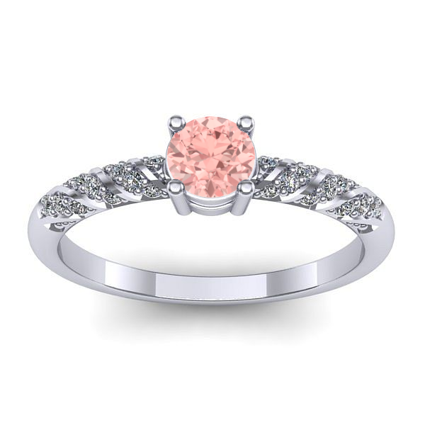 Inel logodna cu diamant de laborator roz rotund