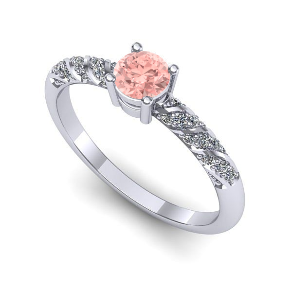 Inel de logodna din aur alb cu diamant de laborator roz