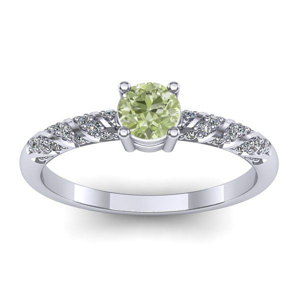 Inel de logodna cu diamant de laborator verde rotund