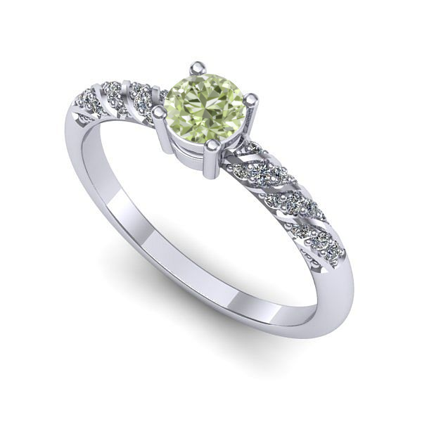 Inel din aur alb cu diamant de laborator verde