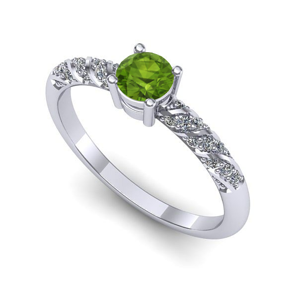 Inel logodna din aur alb cu peridot