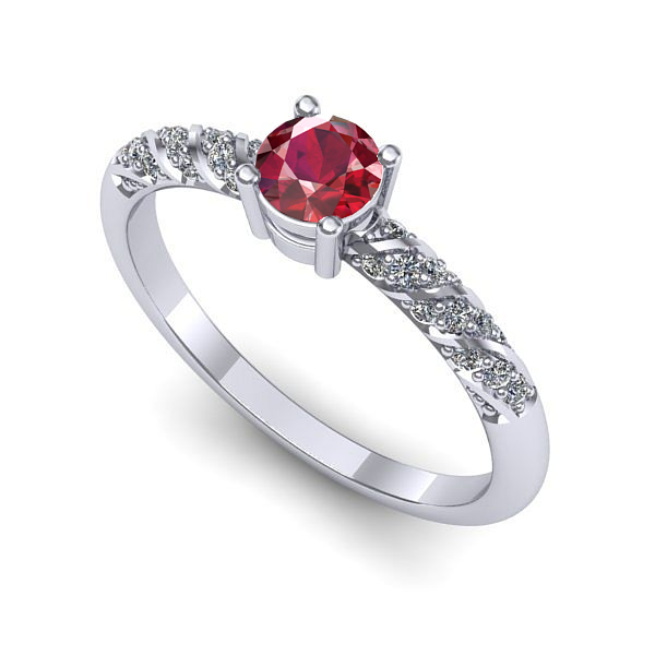 Inel logodna din aur alb cu rubin