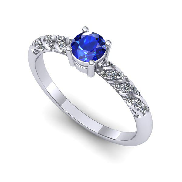 Inel de logodna din aur alb cu safir