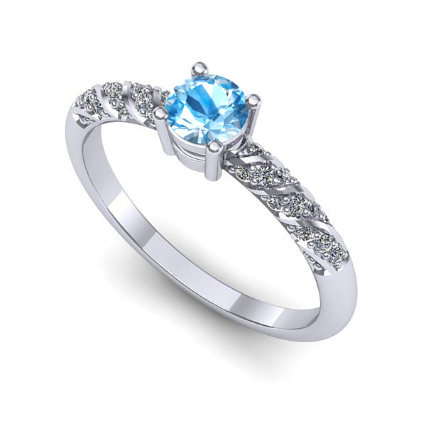 Inel de logodna din aur alb cu topaz blue