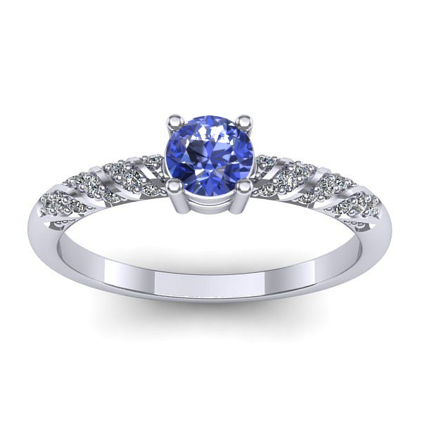 Inel de logodna cu tanzanit rotund