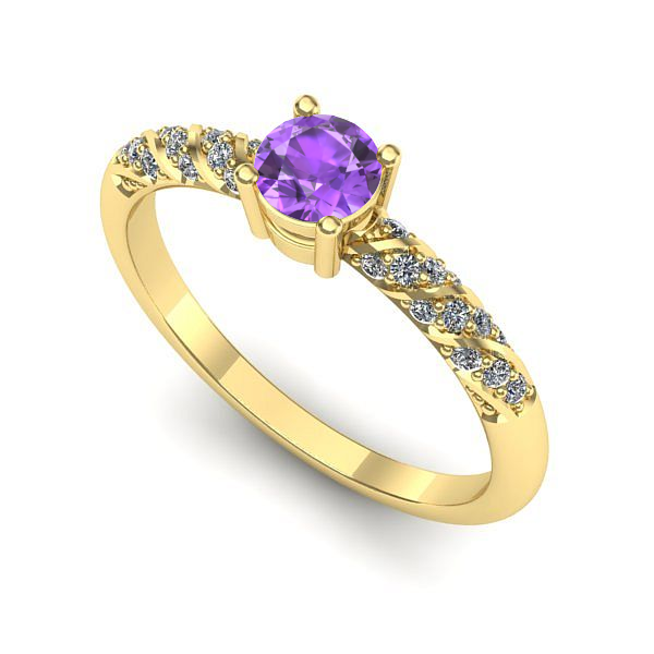 Inel din aur galben cu ametist