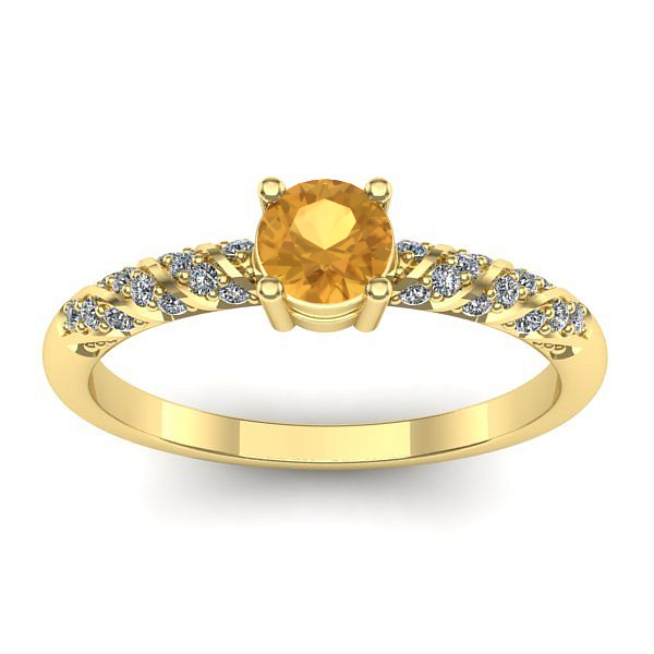 Inel logodna cu citrin rotund