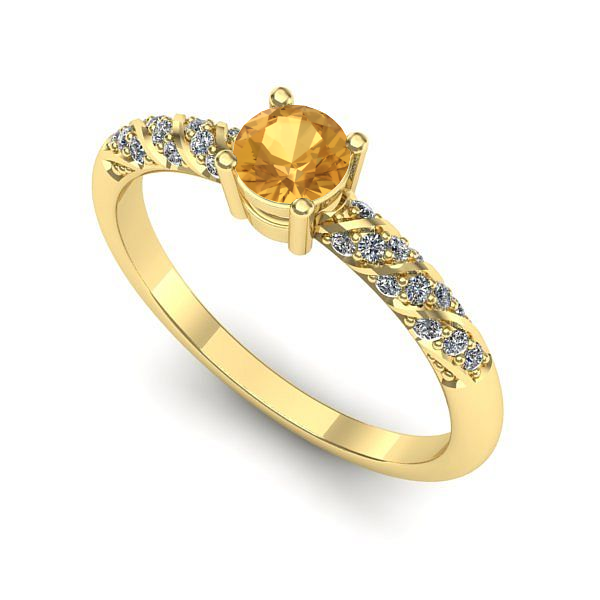 Inel logodna din aur galben cu citrin