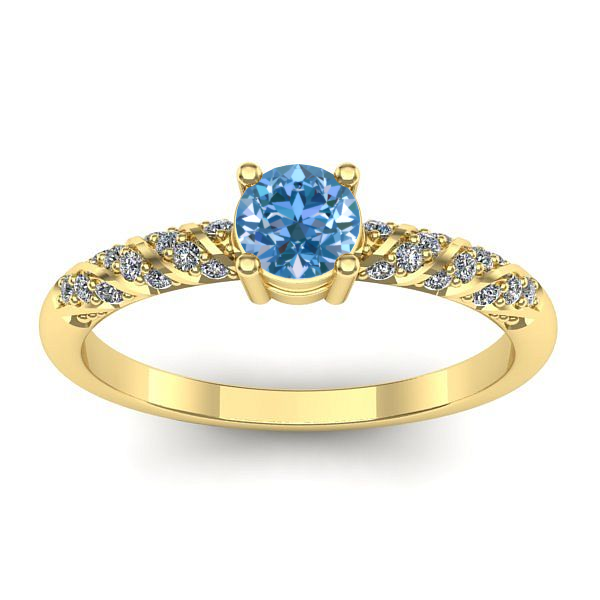 Inel de logodna cu diamant de laborator albastru rotund