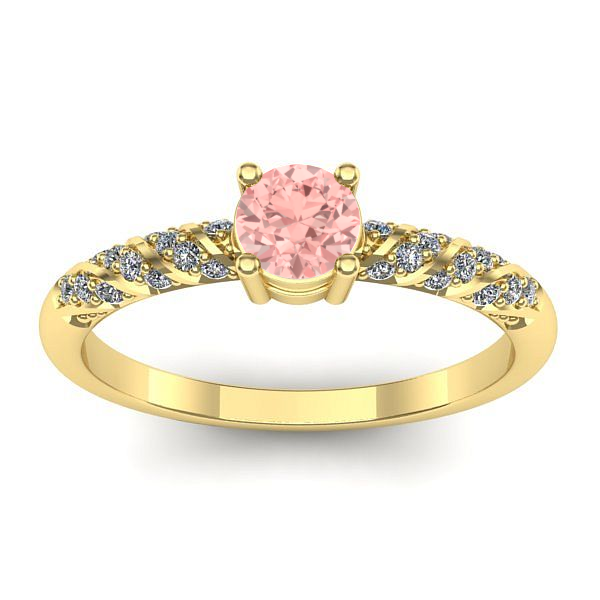 Inel logodna cu diamant de laborator roz rotund