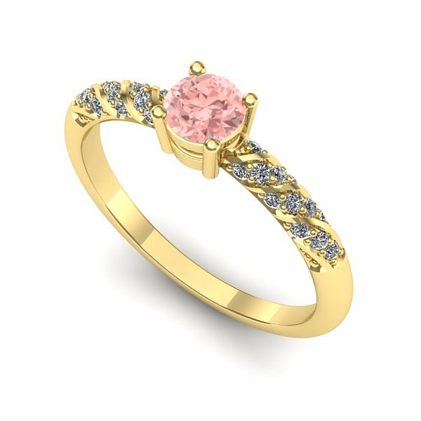 Inel de logodna din aur galben cu diamant de laborator roz