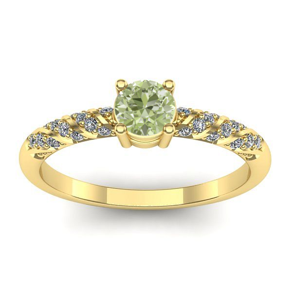 Inel de logodna cu diamant de laborator verde rotund