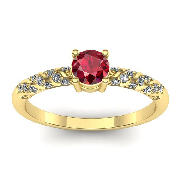 Inel logodna cu rubin rotund