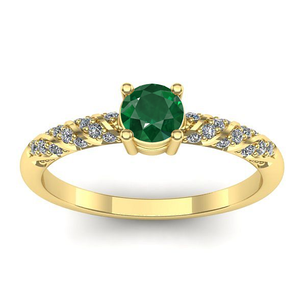 Inel de logodna cu smarald rotund