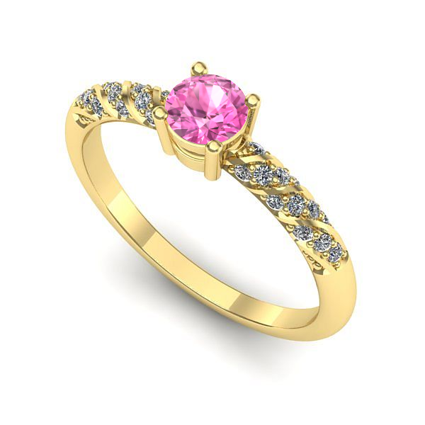 Inel din aur galben cu safir roz