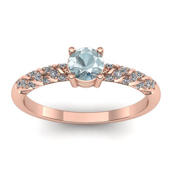 Inel cu aquamarin rotund