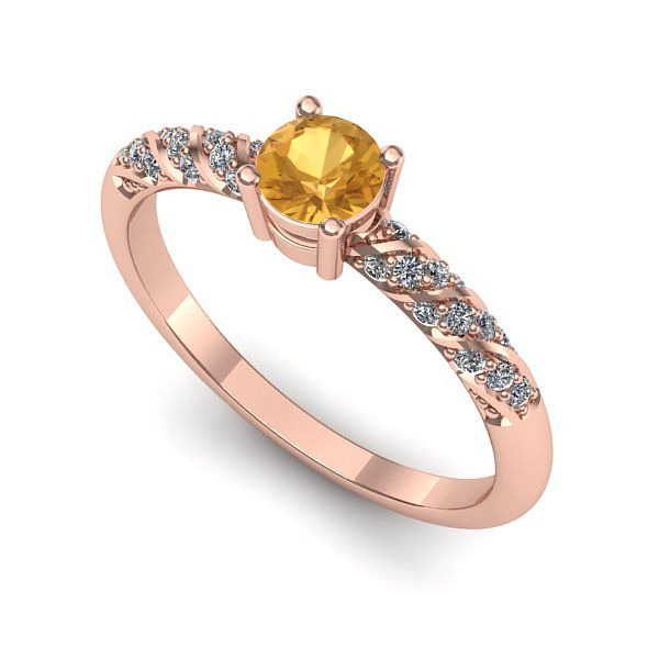 Inel de logodna din aur roz cu citrin