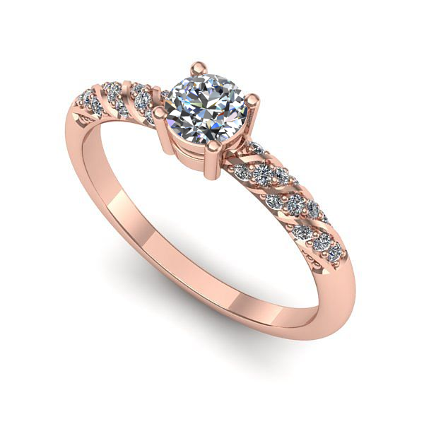 Inel de logodna din aur roz cu diamant